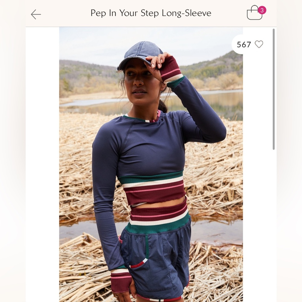 Free People Pep in your Step Long Sleeve Workout Top and Shorts Set